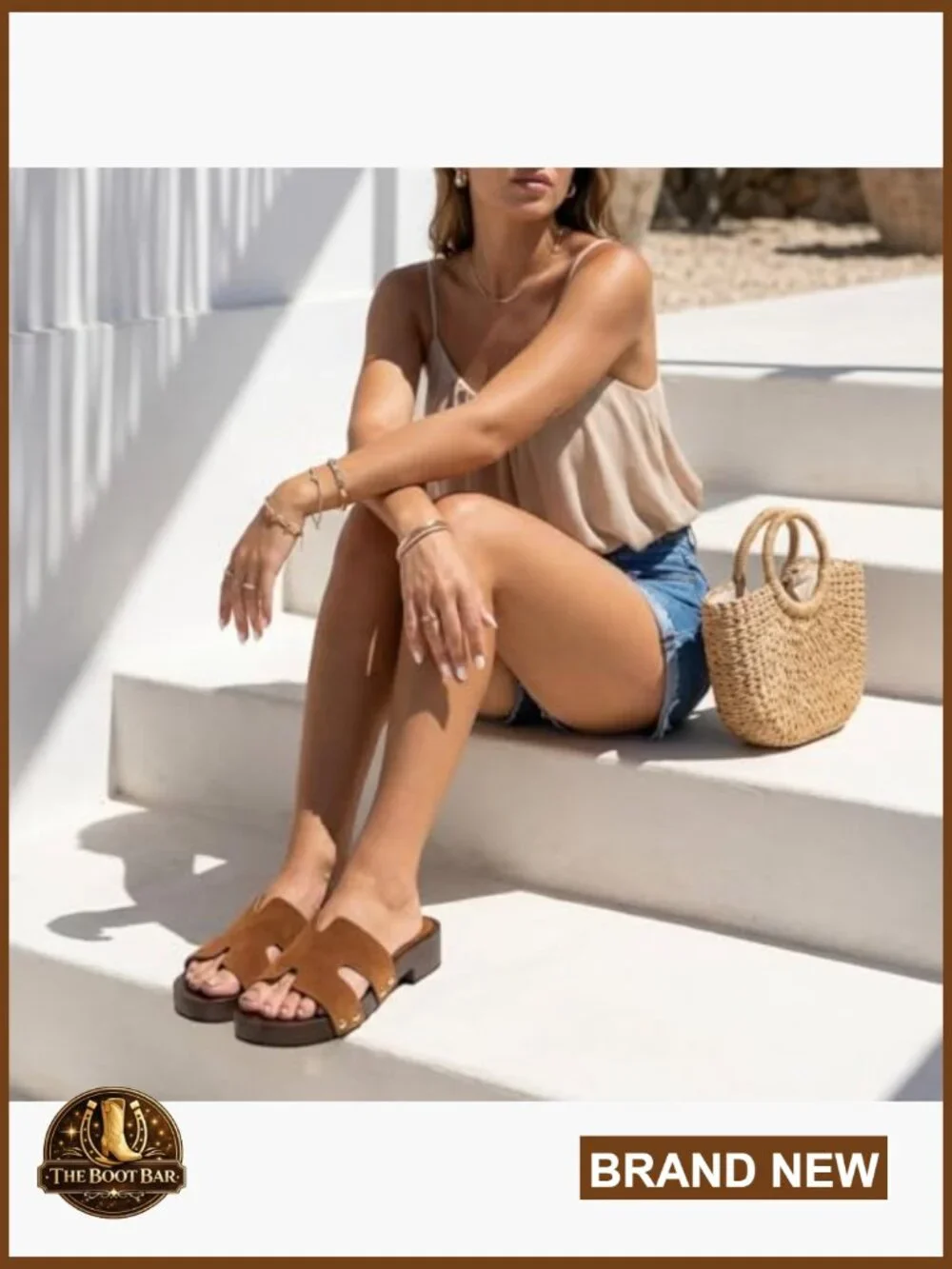 Genuine Leather Suede Platform Sandals Women Heeled Slide Adjustable Strap - Picture 6 of 7